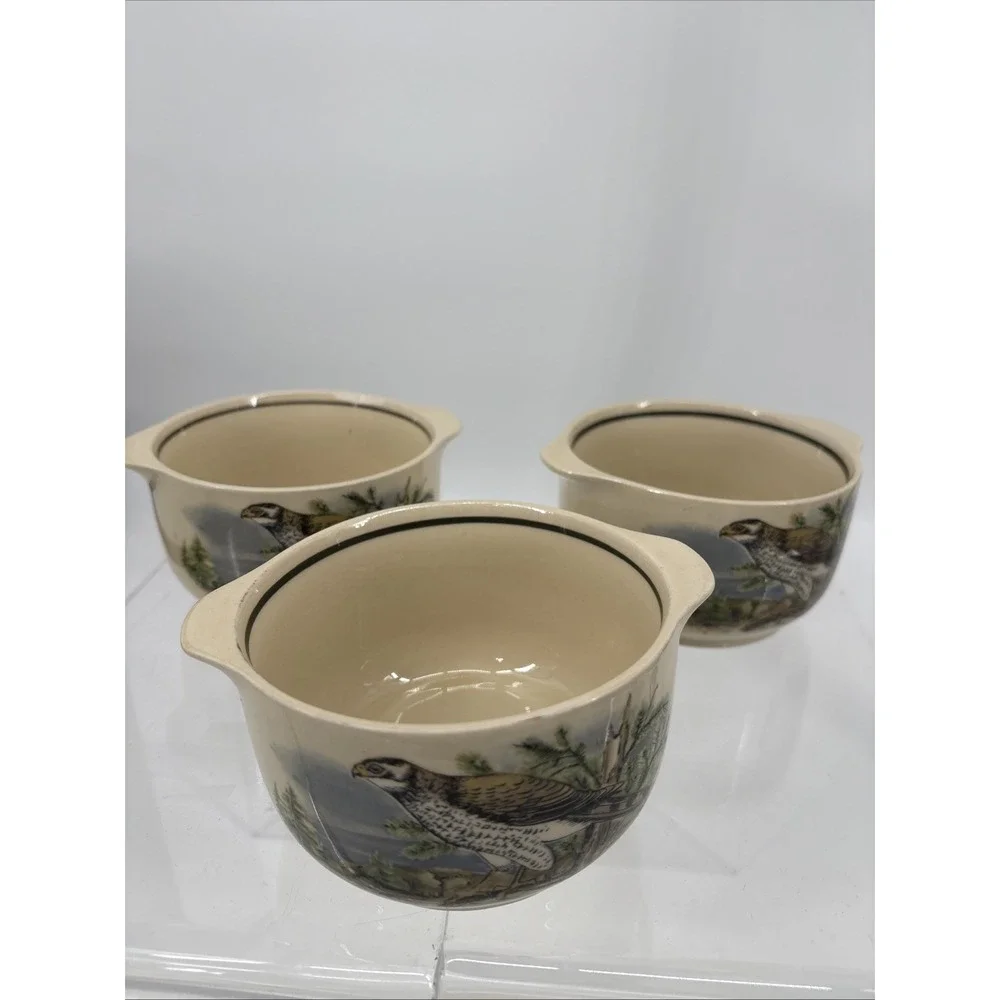 3 Vtg‎ Colditz Porcelain Falcon Soup Bowl Crocks German Democratic Republic x3